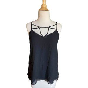 Naked Zebra Strappy Black Tank Top Blouse